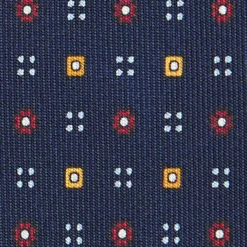 CRAVATTA SARTORIALE CLASSICA IN SETA BLU SCURO Microfantasia fiore
