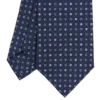 CRAVATTA SARTORIALE CLASSICA IN SETA BLU SCURO Microfantasia fiore