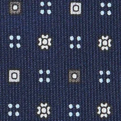 CRAVATTA SARTORIALE CLASSICA IN SETA BLU SCURO Microfantasia fiore