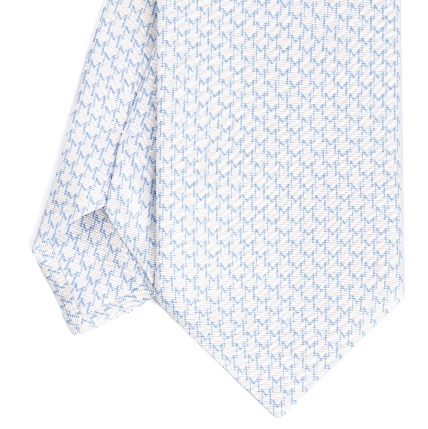 CRAVATTA SARTORIALE CLASSICA IN SETA BIANCA Microfantasia m geometrica