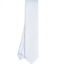 CRAVATTA SARTORIALE CLASSICA IN SETA BIANCA Microfantasia m geometrica