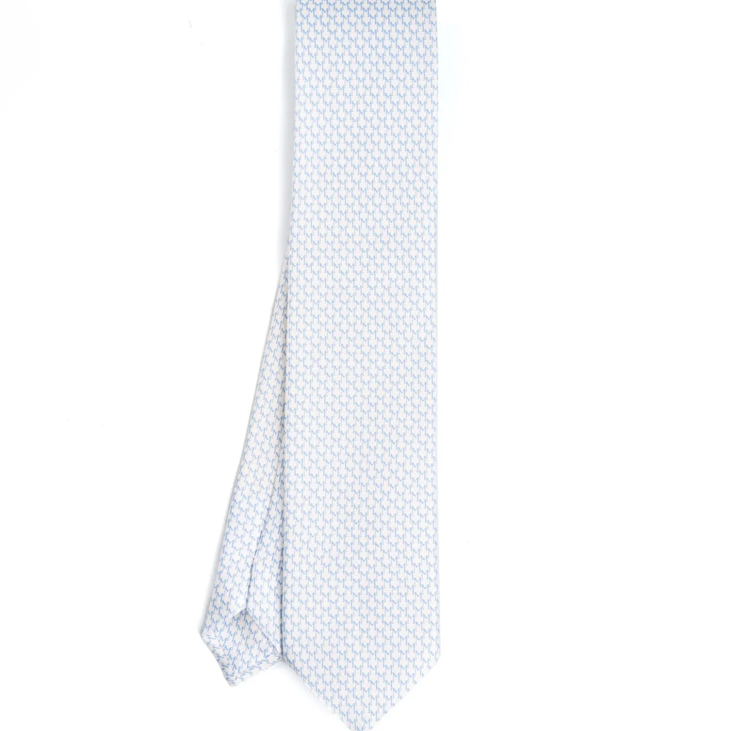 CRAVATTA SARTORIALE CLASSICA IN SETA BIANCA Microfantasia m geometrica