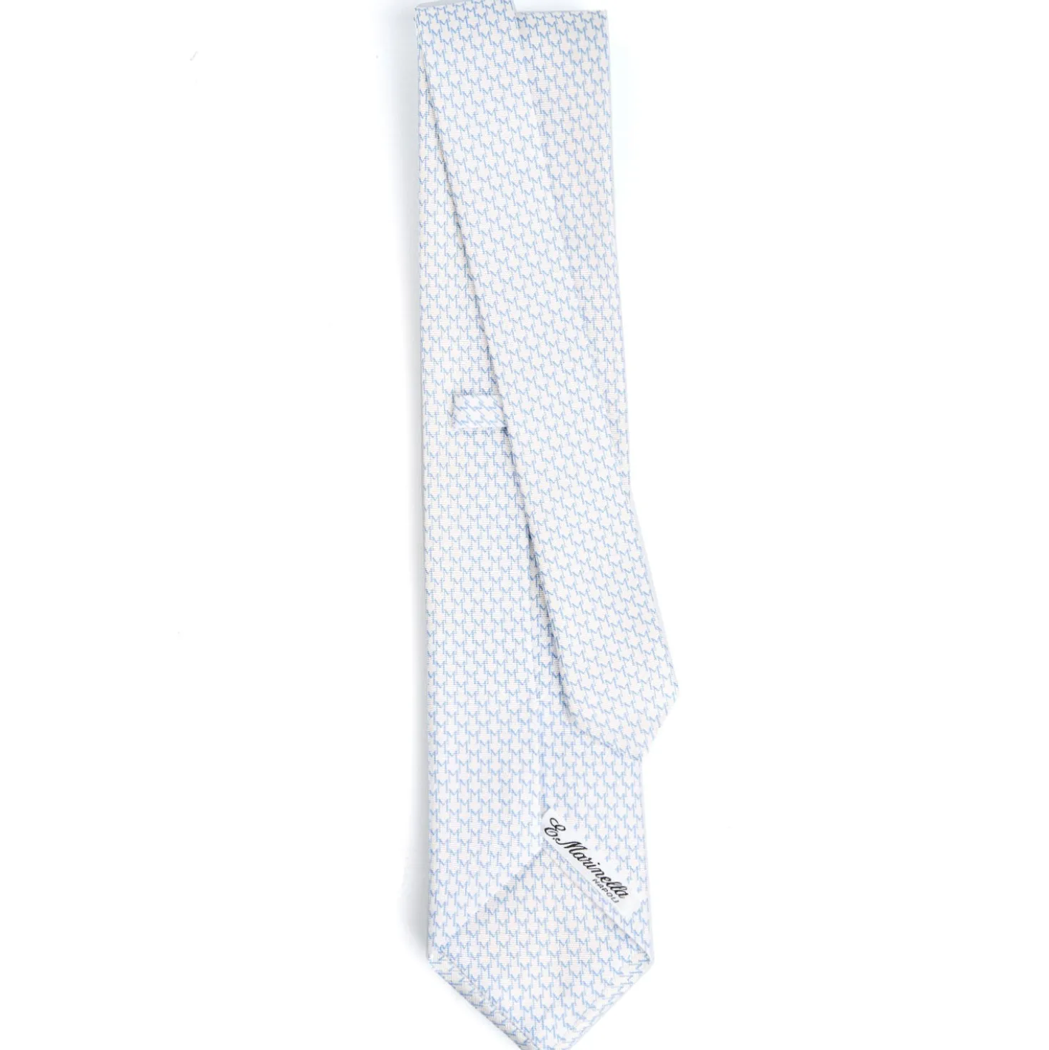 CRAVATTA SARTORIALE CLASSICA IN SETA BIANCA Microfantasia m geometrica