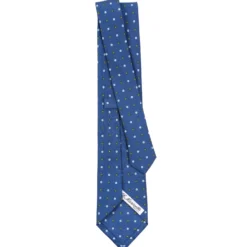 CRAVATTA SARTORIALE CLASSICA IN SETA BLU Microfantasia fiore