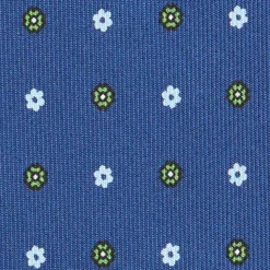 CRAVATTA SARTORIALE CLASSICA IN SETA BLU Microfantasia fiore