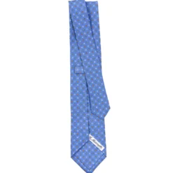 CRAVATTA SARTORIALE CLASSICA IN SETA AZZURRO POLVERE Microfantasia fiore