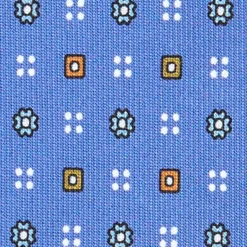CRAVATTA SARTORIALE CLASSICA IN SETA AZZURRO POLVERE Microfantasia fiore