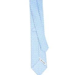 CRAVATTA SARTORIALE CLASSICA IN SETA AZZURRO Microfantasia fiore