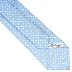 CRAVATTA SARTORIALE CLASSICA IN SETA AZZURRO Microfantasia fiore