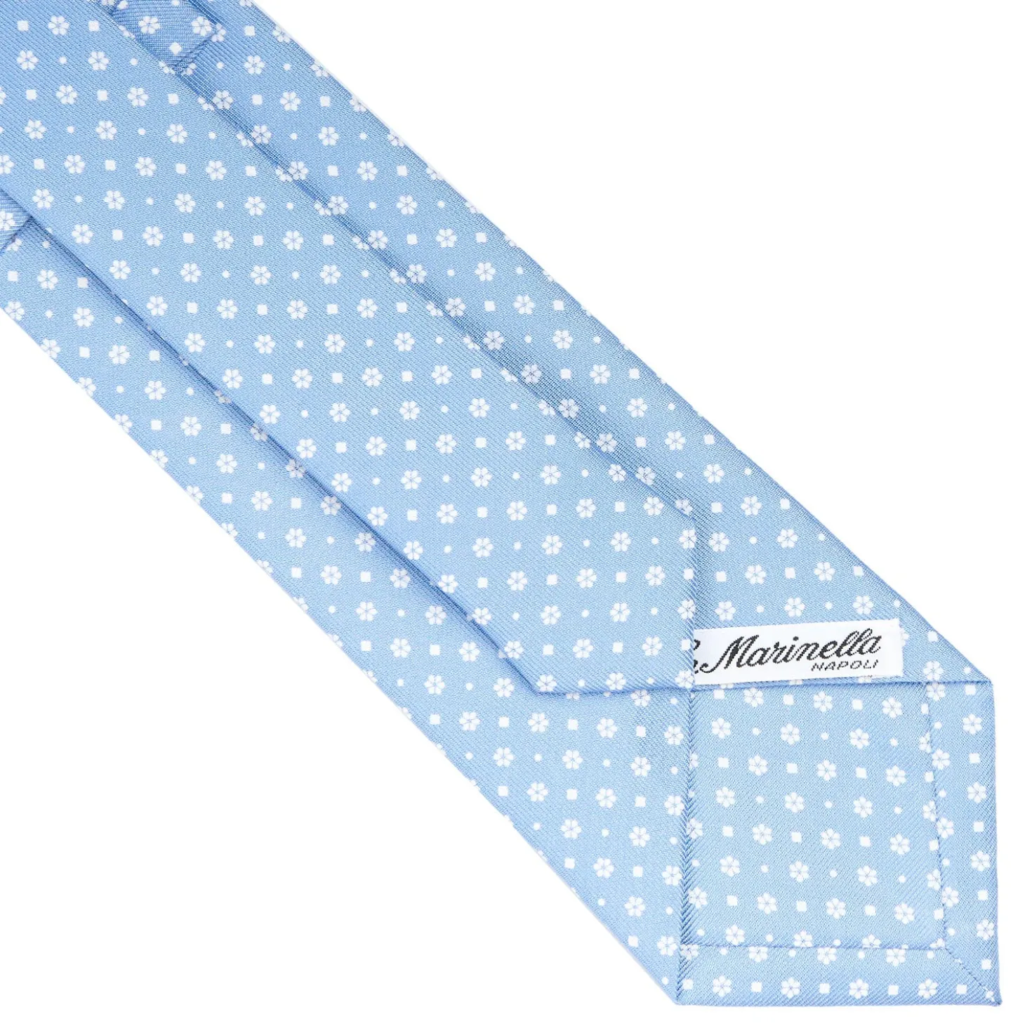 CRAVATTA SARTORIALE CLASSICA IN SETA AZZURRO Microfantasia fiore