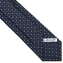 CRAVATTA SARTORIALE CLASSICA IN SETA BLU SCURO Microfantasia fiore