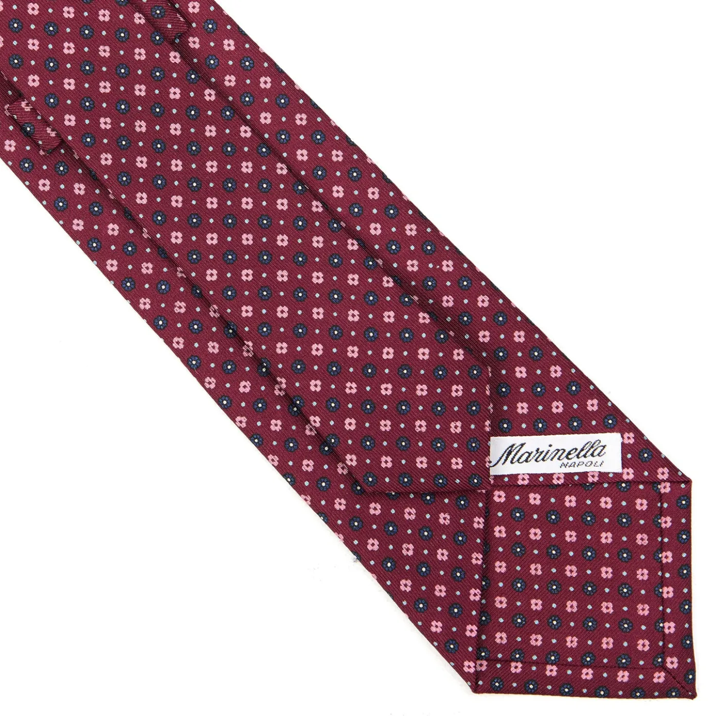 CRAVATTA SARTORIALE CLASSICA IN SETA BORDEAUX Microfantasia fiore