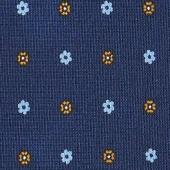 CRAVATTA SARTORIALE CLASSICA IN SETA BLU SCURO Microfantasia fiore