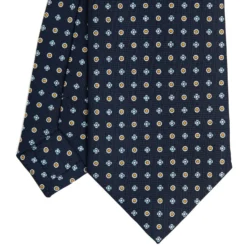 CRAVATTA SARTORIALE CLASSICA IN SETA BLU SCURO Microfantasia fiore