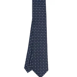 CRAVATTA SARTORIALE CLASSICA IN SETA BLU SCURO Microfantasia fiore