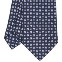 CRAVATTA SARTORIALE CLASSICA IN SETA BLU SCURO Microfantasia fiore