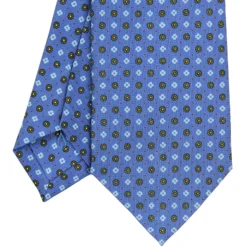 CRAVATTA SARTORIALE CLASSICA IN SETA AZZURRO POLVERE Microfantasia fiore