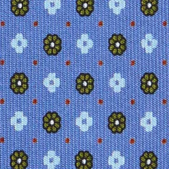 CRAVATTA SARTORIALE CLASSICA IN SETA AZZURRO POLVERE Microfantasia fiore