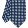 CRAVATTA SARTORIALE CLASSICA IN SETA BLU SCURO Microfantasia fiore
