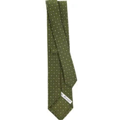 CRAVATTA SARTORIALE CLASSICA IN SETA VERDE OLIVA Microfantasia fiore