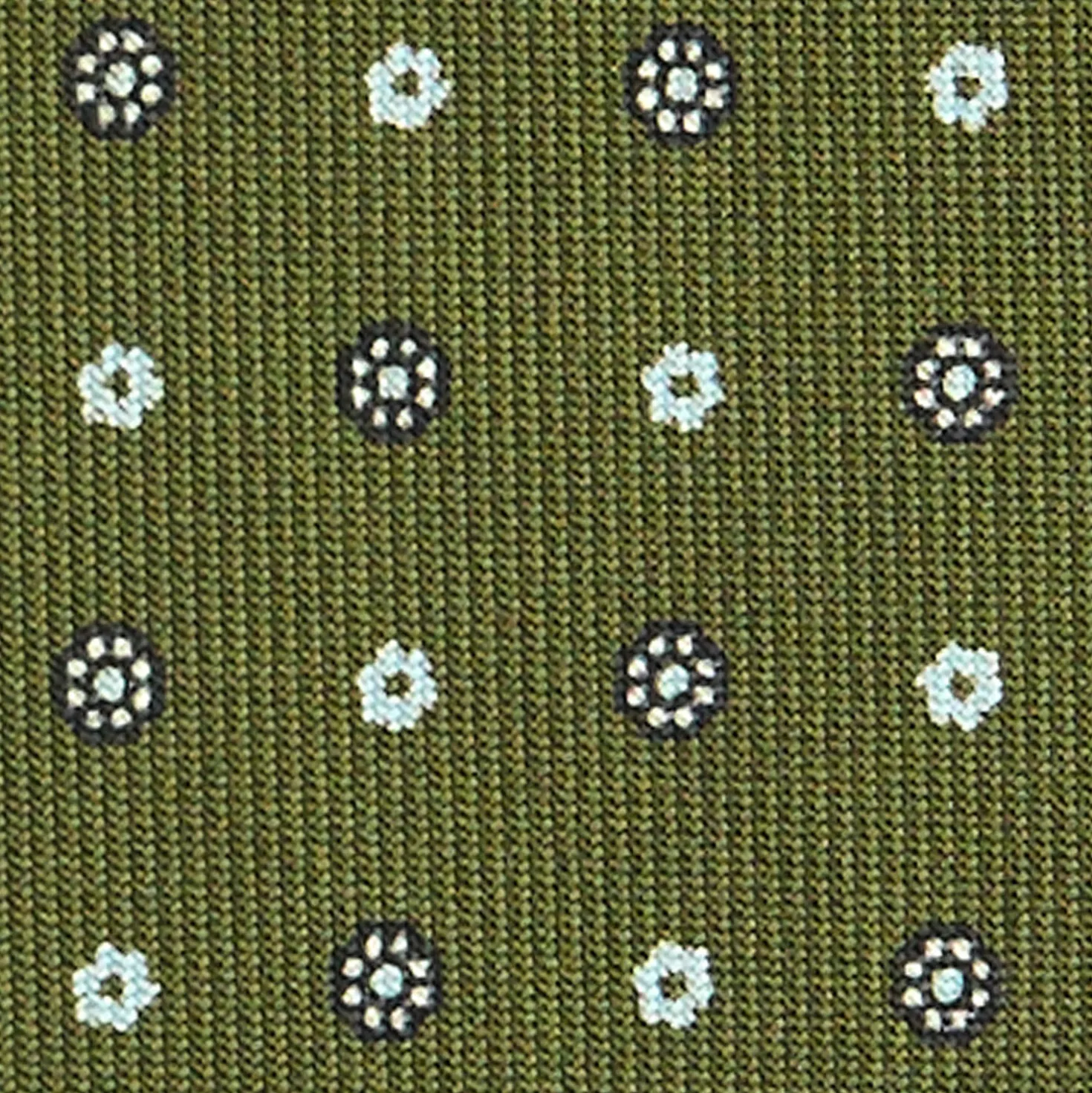 CRAVATTA SARTORIALE CLASSICA IN SETA VERDE OLIVA Microfantasia fiore