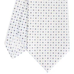 CRAVATTA SARTORIALE CLASSICA IN SETA BIANCO Microfantasia fiore