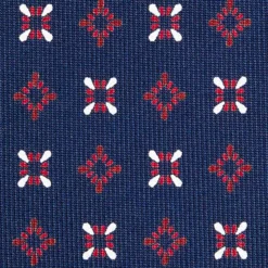 CRAVATTA SARTORIALE CLASSICA IN SETA BLU SCURO Microfantasia fiore