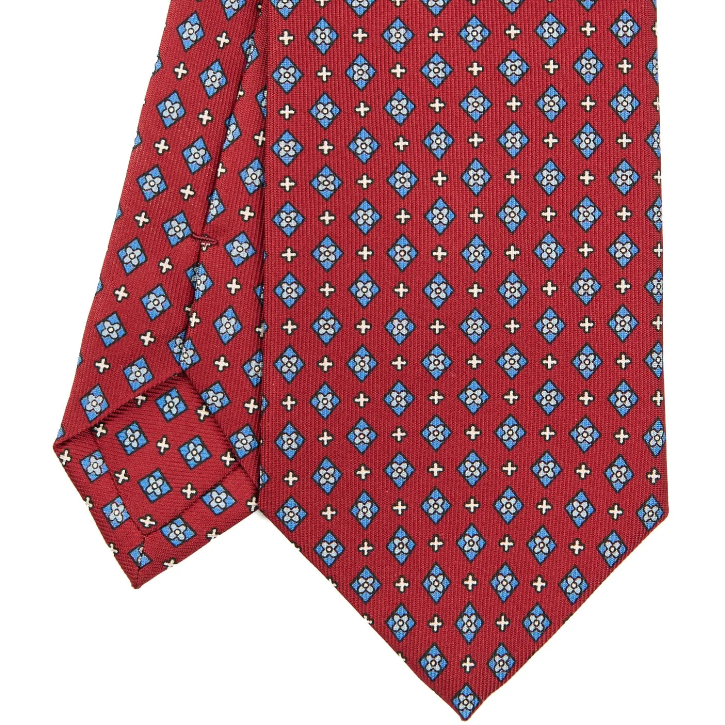 CRAVATTA SARTORIALE CLASSICA IN SETA BORDEAUX Microfantasia fiore