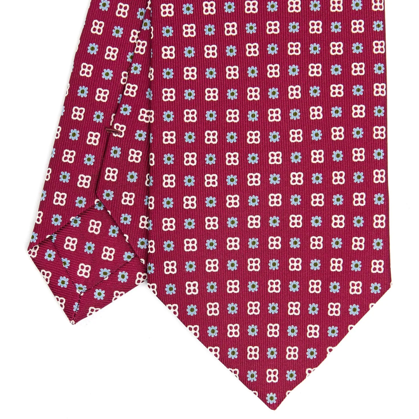 CRAVATTA SARTORIALE CLASSICA IN SETA FUCSIA Microfantasia fiore