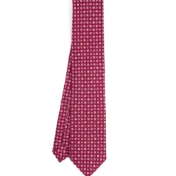 CRAVATTA SARTORIALE CLASSICA IN SETA FUCSIA Microfantasia fiore