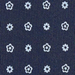 CRAVATTA SARTORIALE CLASSICA IN SETA BLU SCURO Microfantasia fiore