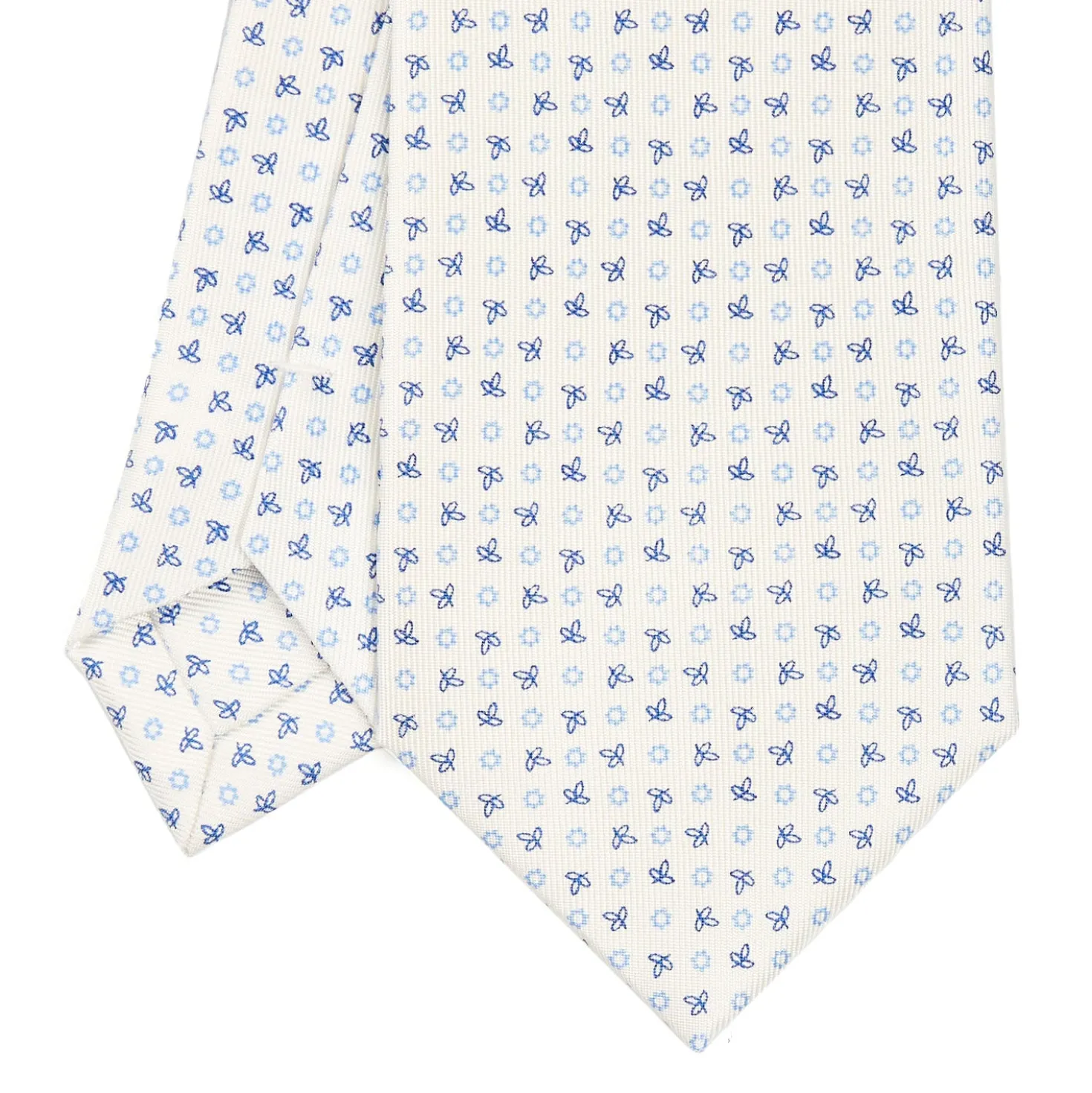 CRAVATTA SARTORIALE CLASSICA IN SETA BIANCA Microfantasia fiore