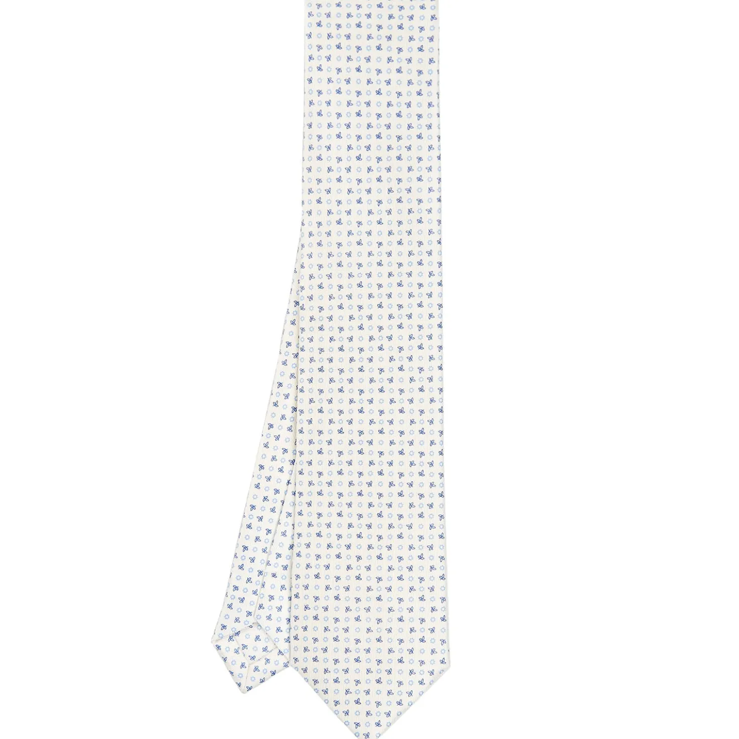 CRAVATTA SARTORIALE CLASSICA IN SETA BIANCA Microfantasia fiore