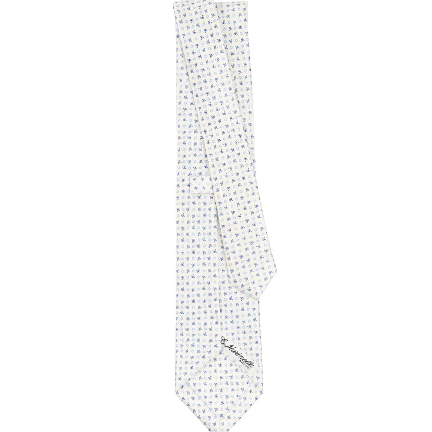 CRAVATTA SARTORIALE CLASSICA IN SETA BIANCA Microfantasia fiore