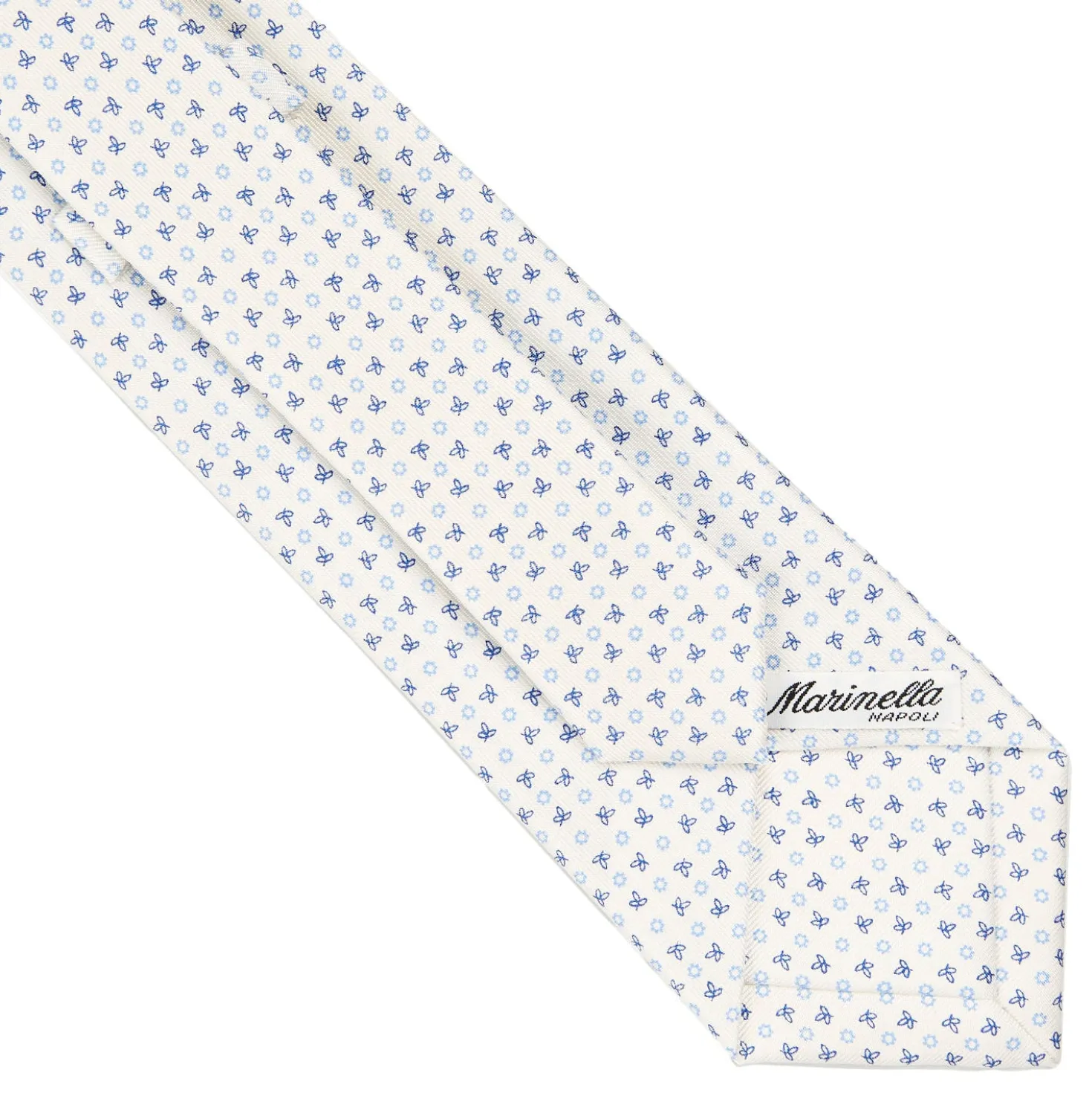 CRAVATTA SARTORIALE CLASSICA IN SETA BIANCA Microfantasia fiore