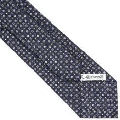 CRAVATTA SARTORIALE CLASSICA IN SETA BLU SCURO Microfantasia fiore