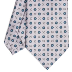 CRAVATTA SARTORIALE CLASSICA IN SETA GRIGIO CHIARO Microfantasia fiore