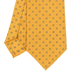 CRAVATTA SARTORIALE CLASSICA IN SETA GIALLA Microfantasia fiore