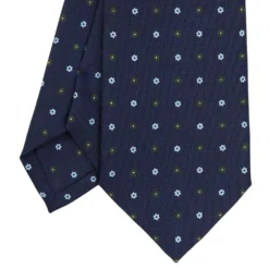 CRAVATTA SARTORIALE CLASSICA IN SETA BLU SCURO Microfantasia fiore
