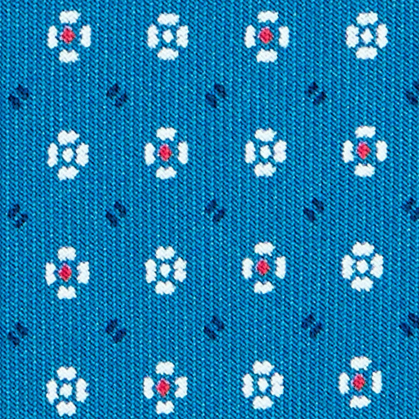 CRAVATTA SARTORIALE CLASSICA IN SETA BLU MEDIO Microfantasia fiore