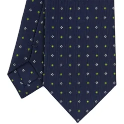 CRAVATTA SARTORIALE CLASSICA IN SETA BLU SCURO Microfantasia fiore
