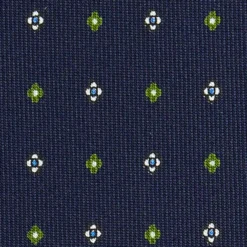 CRAVATTA SARTORIALE CLASSICA IN SETA BLU SCURO Microfantasia fiore