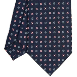 CRAVATTA SARTORIALE CLASSICA IN SETA BLU SCURO Microfantasia fiore