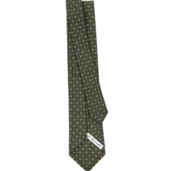 CRAVATTA SARTORIALE CLASSICA IN SETA VERDE OLIVA Microfantasia fiore