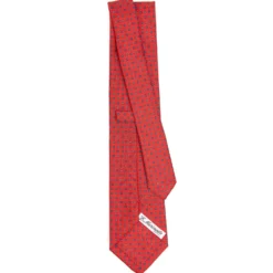 CRAVATTA SARTORIALE CLASSICA IN SETA ROSSA Microfantasia fiore