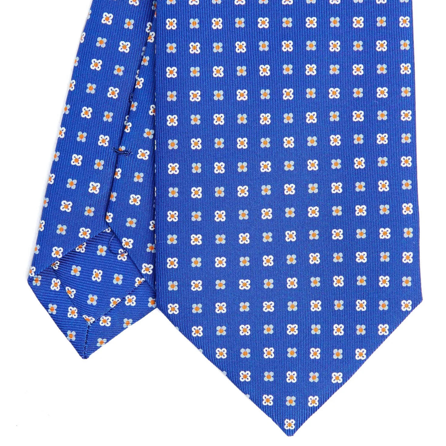 CRAVATTA SARTORIALE CLASSICA IN SETA BLUETTE Microfantasia fiore