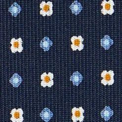 CRAVATTA SARTORIALE CLASSICA IN SETA BLU SCURO Microfantasia fiore