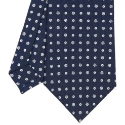 CRAVATTA SARTORIALE CLASSICA IN SETA BLU SCURO Microfantasia fiore