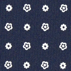 CRAVATTA SARTORIALE CLASSICA IN SETA BLU SCURO Microfantasia fiore