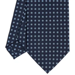 CRAVATTA SARTORIALE CLASSICA IN SETA BLU SCURO Microfantasia fiore